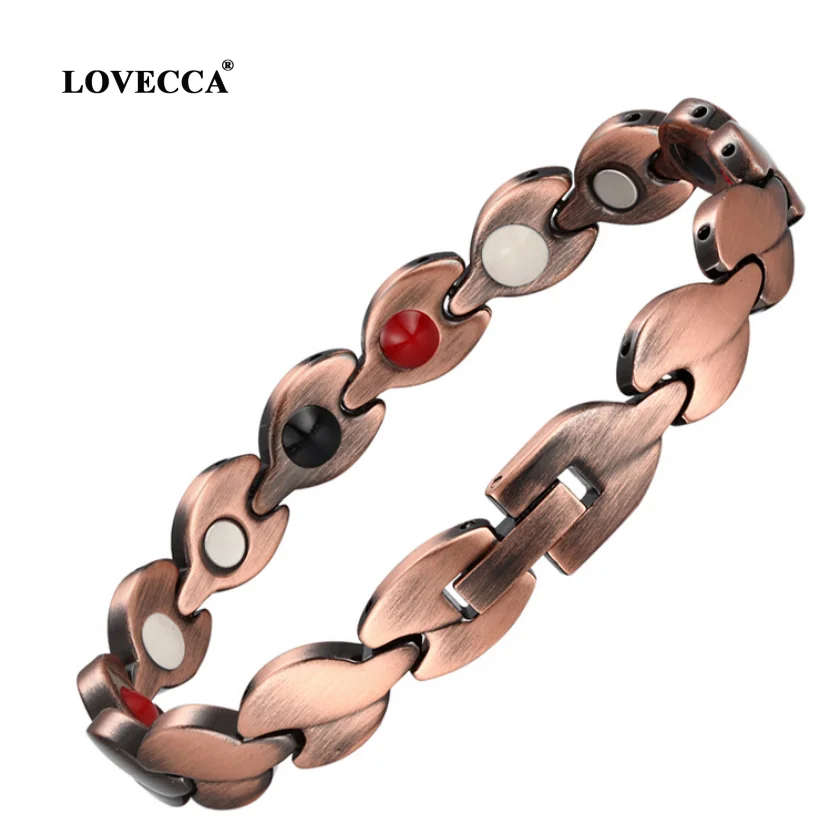 

3000Gause Inox Wholesale mens Bio health magnetic therapy arthritis pure copper bracelet with energy magnets, Plating