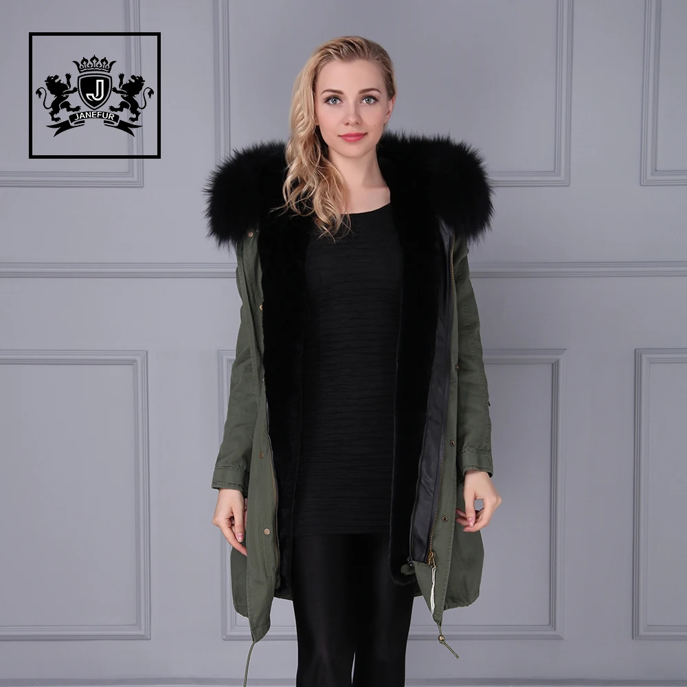 

Janefur plus size winter fur collar coat woman parka with fur, Oem customized color