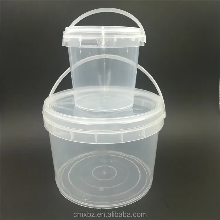 Pp Handle Well Sealing Various Sizes 4l Clear Plastic Buckets With Lids