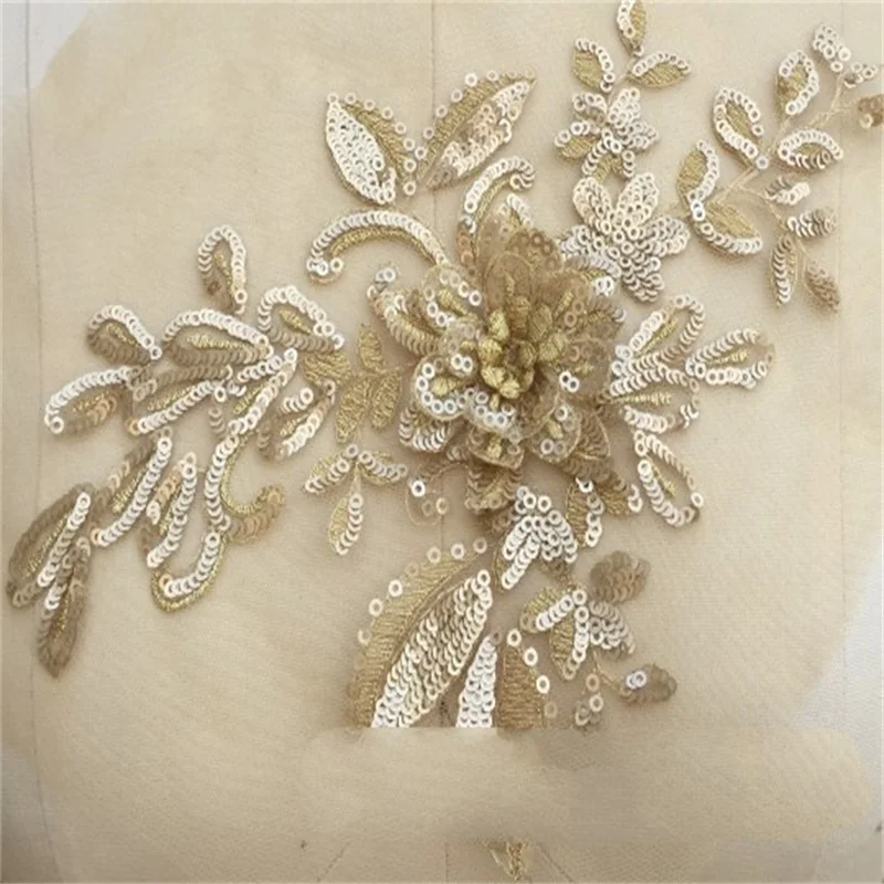 

Multi-color laminated beads 3D flower floral lace applique DIY for wedding party dress dance clothing accessories, Shown in pictures