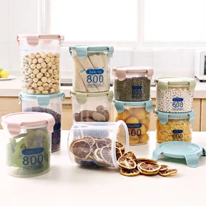 Image of 600ml 20oz Wholesale plastic Food storage container reusable round cereal jar box with lid