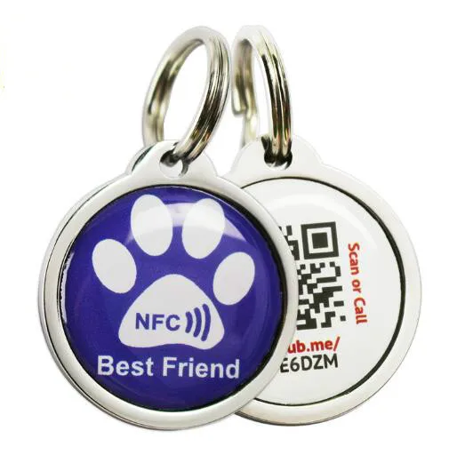 

Personalized NFC custom logo metal id qr code pet tag for dogs and cats, Customized color