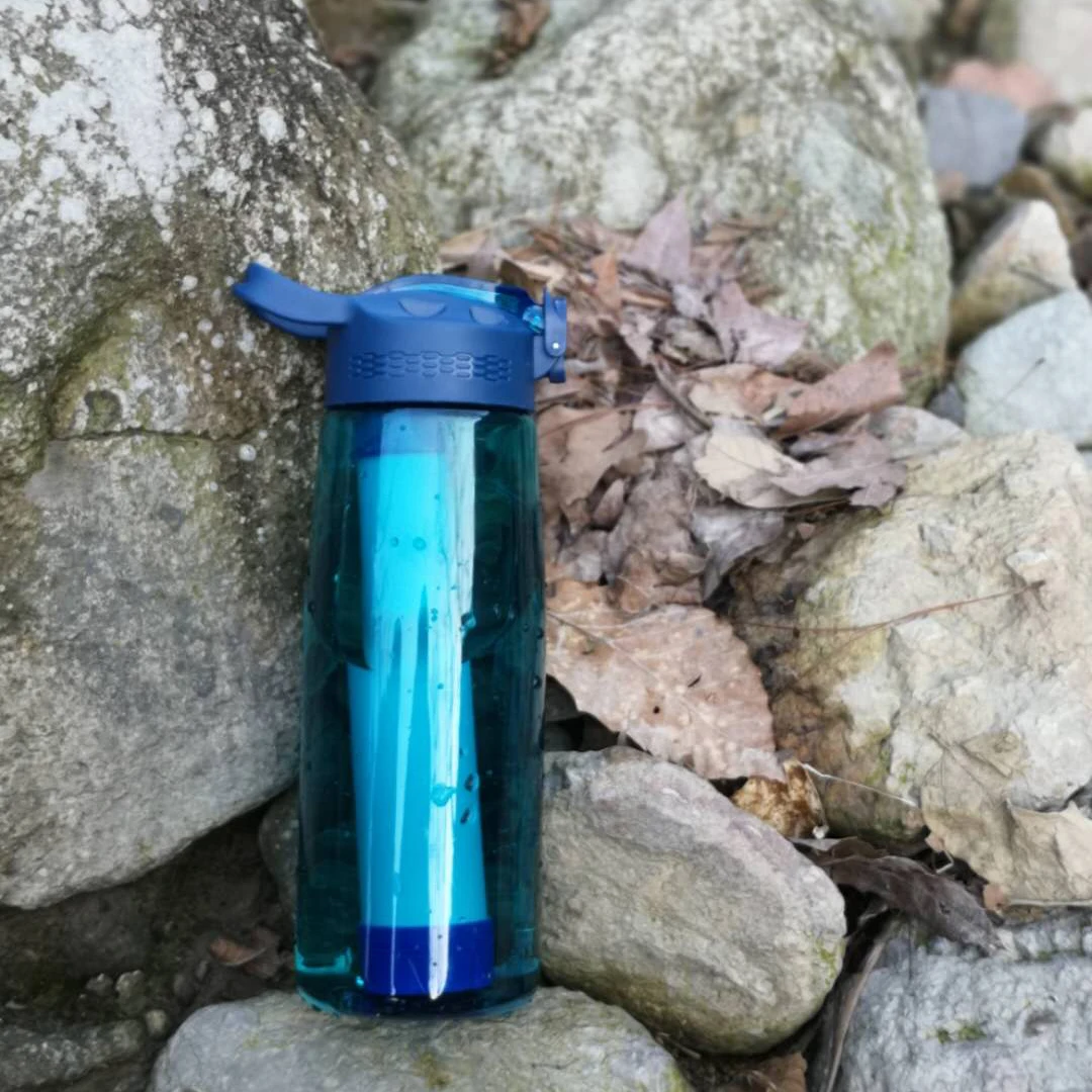 

outdoor straw water filter with water bottle, personal survival purifier water filter straw