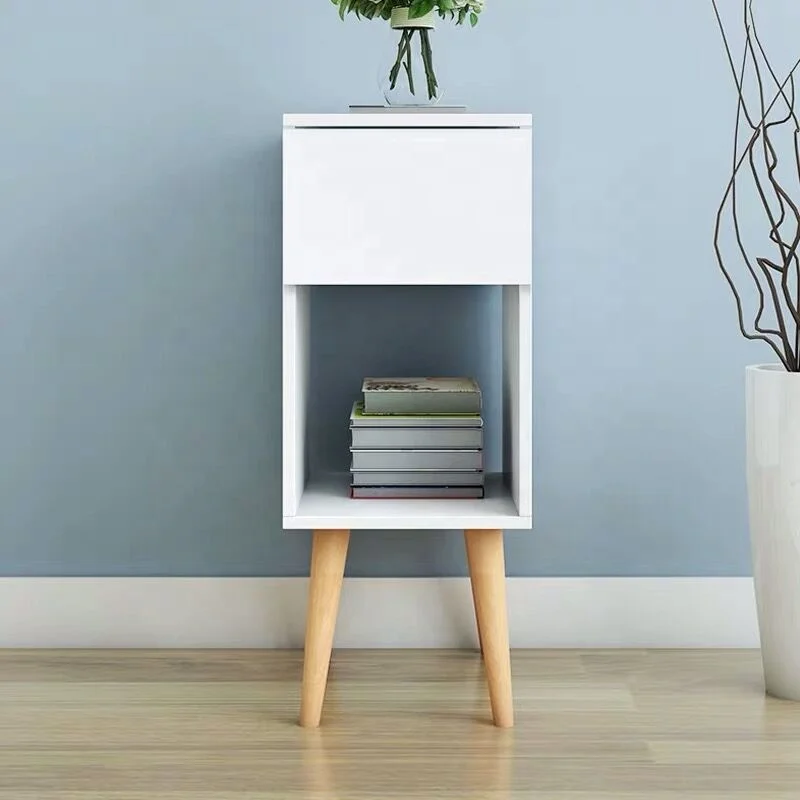 Nordic eenvoudige witte nachtkastje commode houten opbergkast