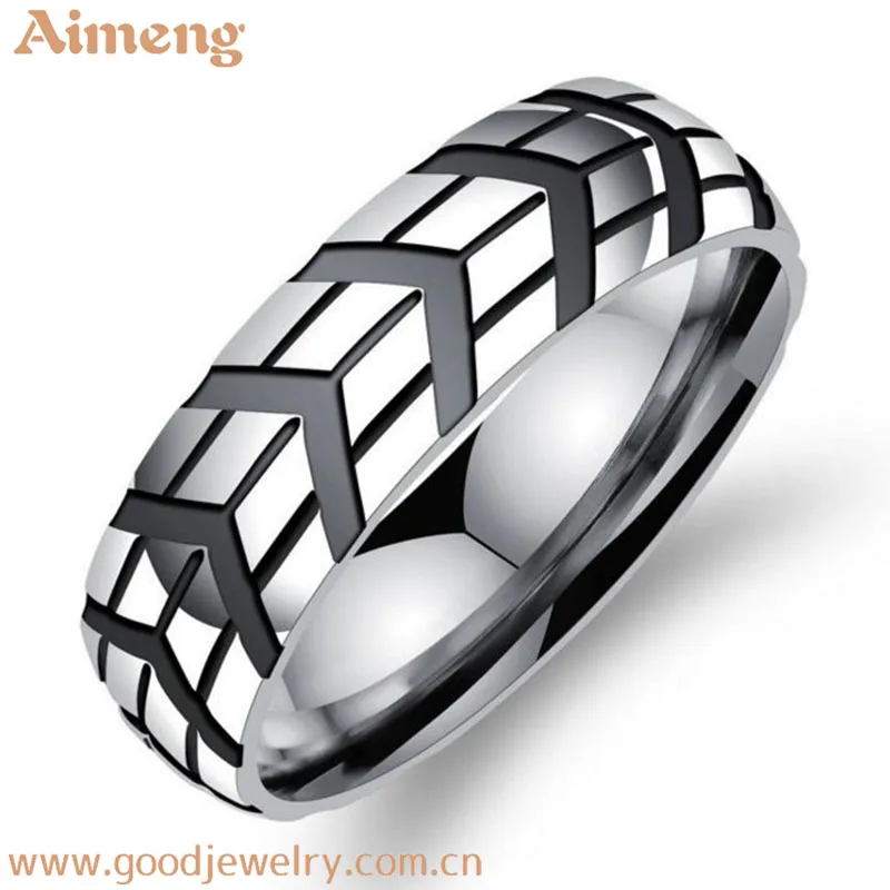 Audacieux hipster cr&eacute;atif pneus imprim&eacute; homme anneaux derni&egrave;res conceptions de bague en or