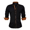 European Size Slim Fit Shirt Solid Long Sleeve Cotton Men's Shirt