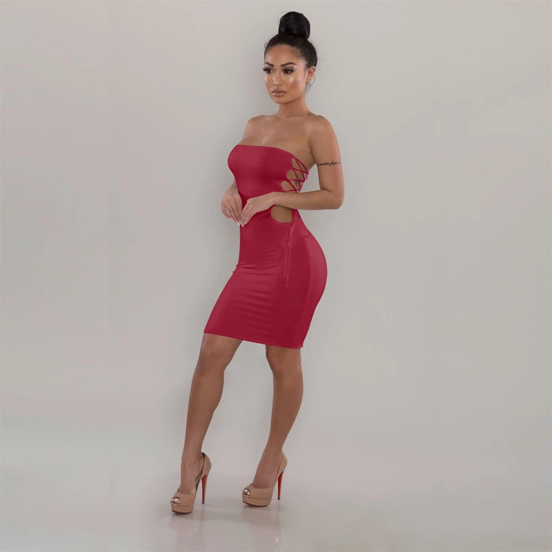 

2018 Europe and the United States explosion models wrapped chest strap Slim sexy dress new summer women's clothing, Red/black/white