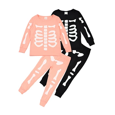 

Children Boys Pajamas Breathable Cotton With Bulges Foaming Printing Bones Trendy Clothing