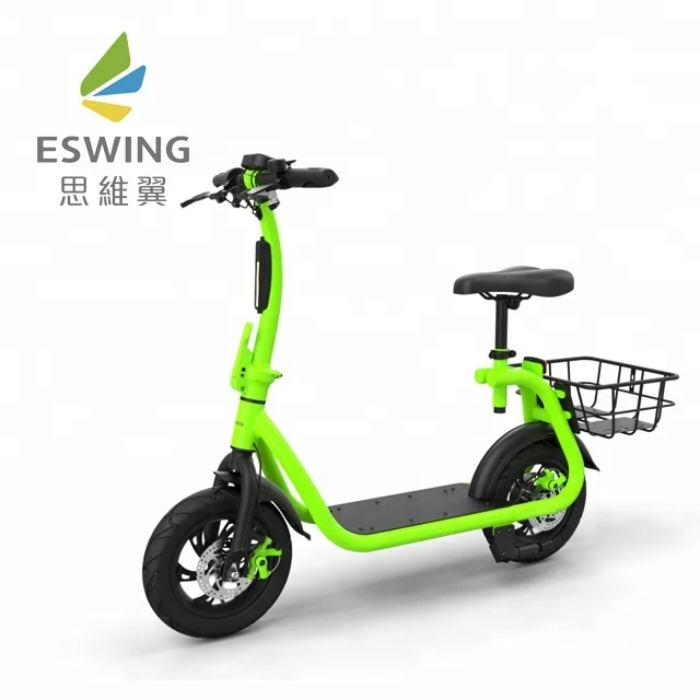 

2019 Mini Foldable Electric Bike 2 wheel electric mobility scooter with basket, Green/black