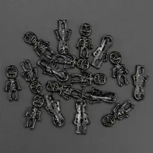 10 Pcs Glitter 3D Black Skull Rhinestones For Nail Art Decorations Gel Polish DIY Alloy Charm