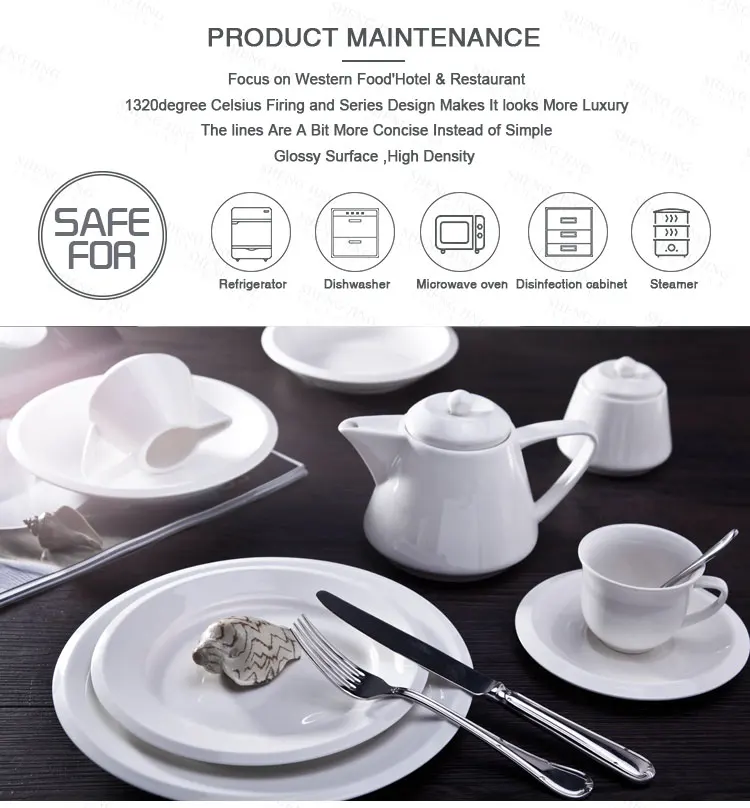 Custom Logo Plain White Ceramic Hotelware Chinese Restaurant Tableware