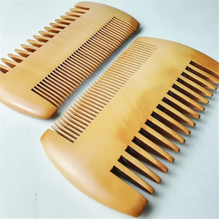 

2018 new design beard comb sandalwood hair lice beard comb tw sides, Natural wooden color