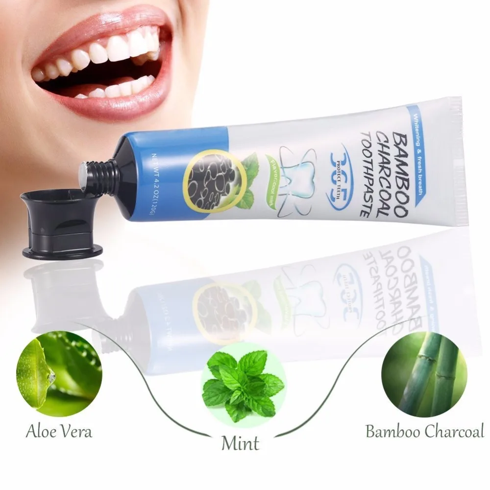 Pure natural organic teeth whitening fluoride free aloe vera mint bamboo charcoal toothpaste