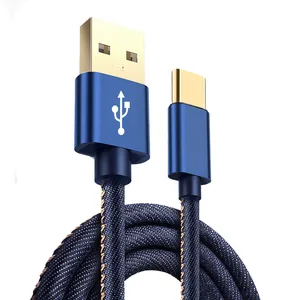 Fast Charging Denim USB Cable iPhone Type C & Micro USB