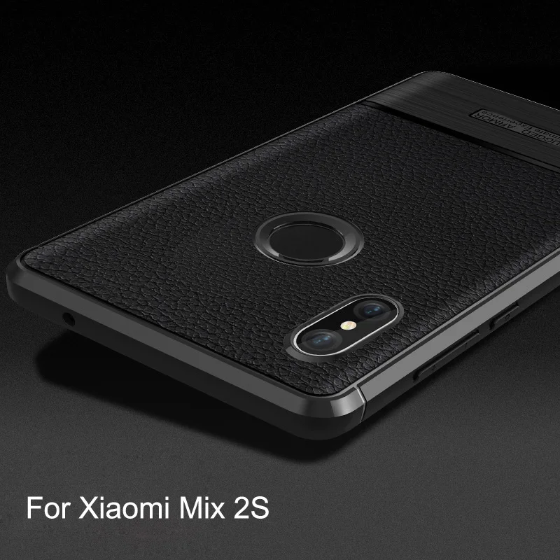 High quality Litchi pattern Soft Tpu case for Xiaomi Mi Mix 2S Cover