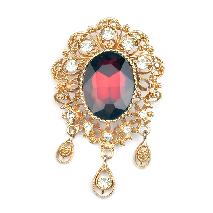

Keering red stone Brass gold plated crystal bulk rhinestone brooches
