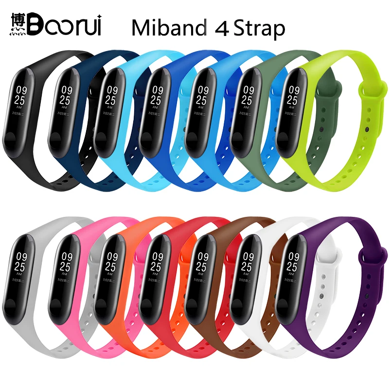 

BOORUI Pure Colorful Mi Band 4 Strap replacement for Xiaomi mi band 4 Silicone Miband 4 accessories correa Mi 4 wriststrap, Black,blue,orange,red,yellow,deep blue,red,pink