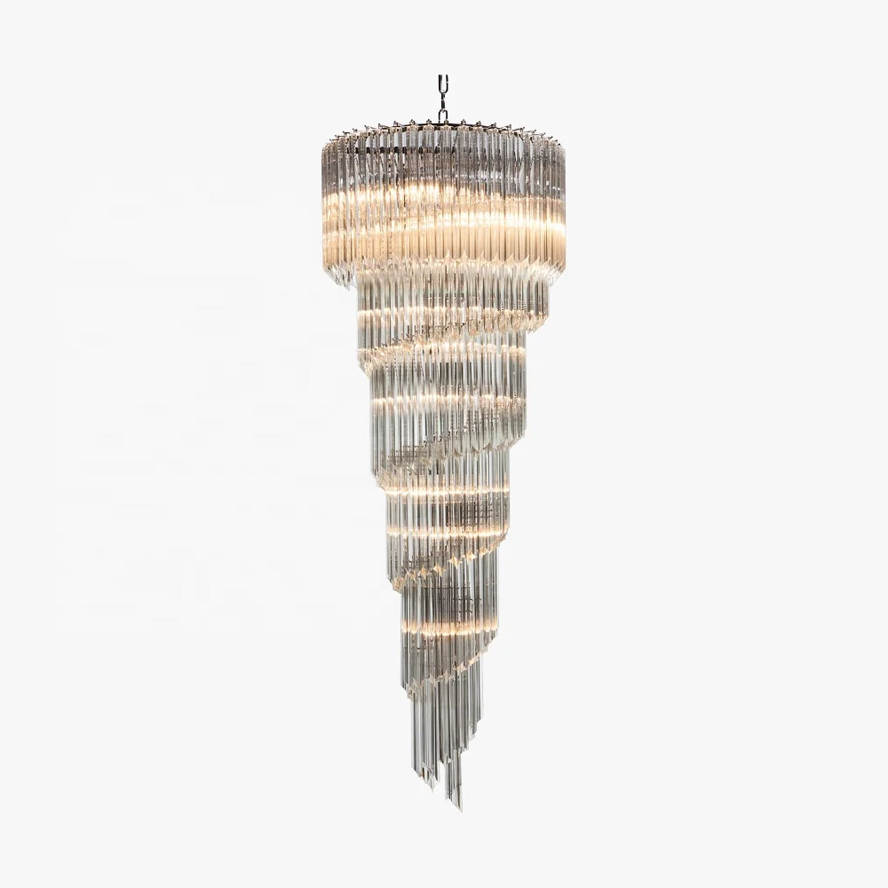 Stairs Crystal Chandeliers Vintage Cristal Light Semi Mounted Home Dinner Room Ceiling Fixture Spiral Chandelier CZ2694