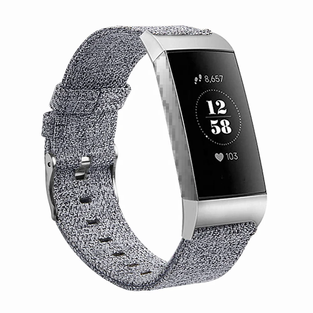 

New Available Woven Nylon Watch Strap Canvas Strap Watch Band for Charge 3, Silver head+black/black grey/baby grey/dark blue/red/baby purple