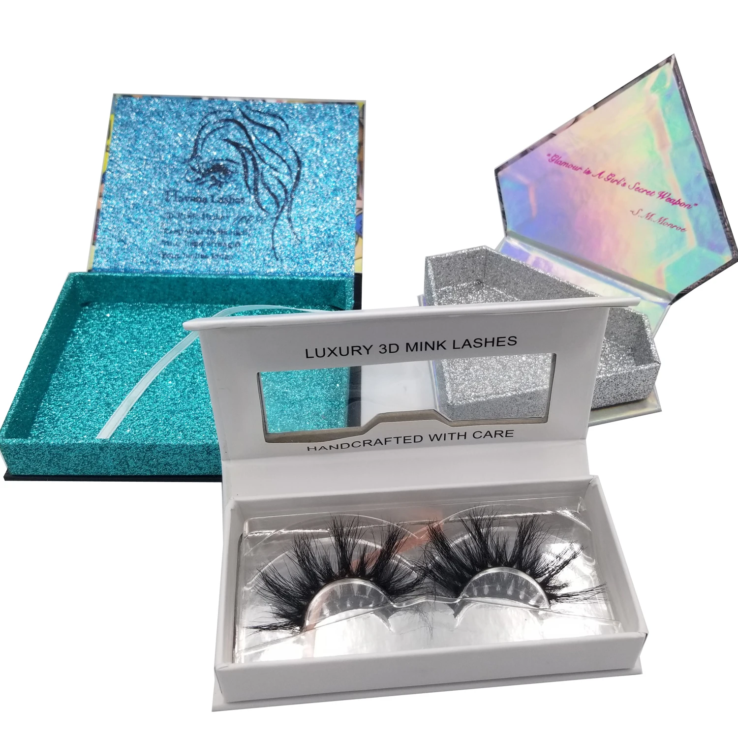 

wholesale 100% mink eyelashes 5D lashes with custom packaging box private logo