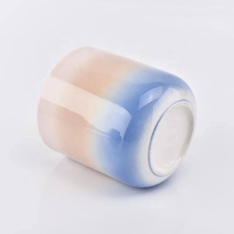 Cylinder Gradient Votive Candle Vessel Ceramic Candle Holder for Home Decor Wholesale