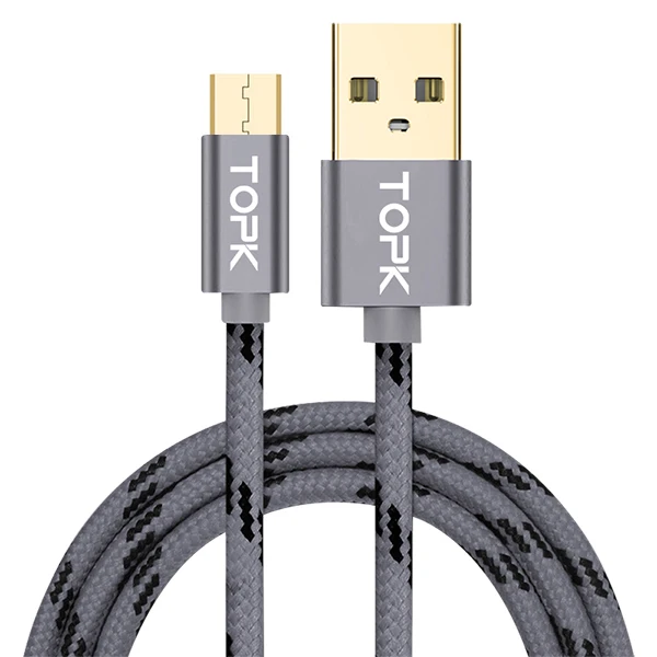 

Free Shipping TOPK AN09 0.5M 2.4A Micro USB Data Cable, Dark gray / gray / red / gold