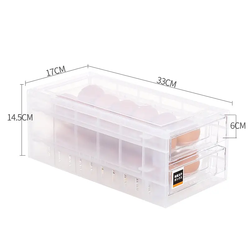 

Kitchen Convenient Refrigerator 24 Egg Storage Box Stackable Plastic Egg Storage Container, Transparent