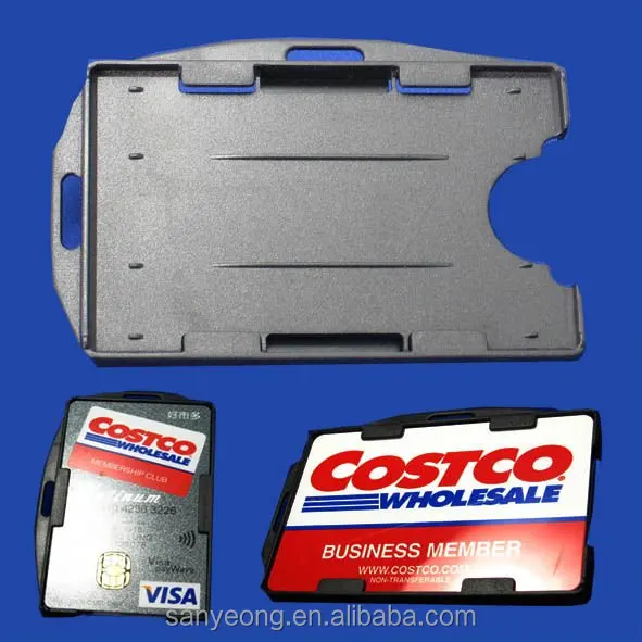 
2 cards Clear Plastic ID card holder ; security dual card holder ~PHV7 