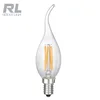 4W glass clear cover C35 E14 holder led filament candle bulb light with tail