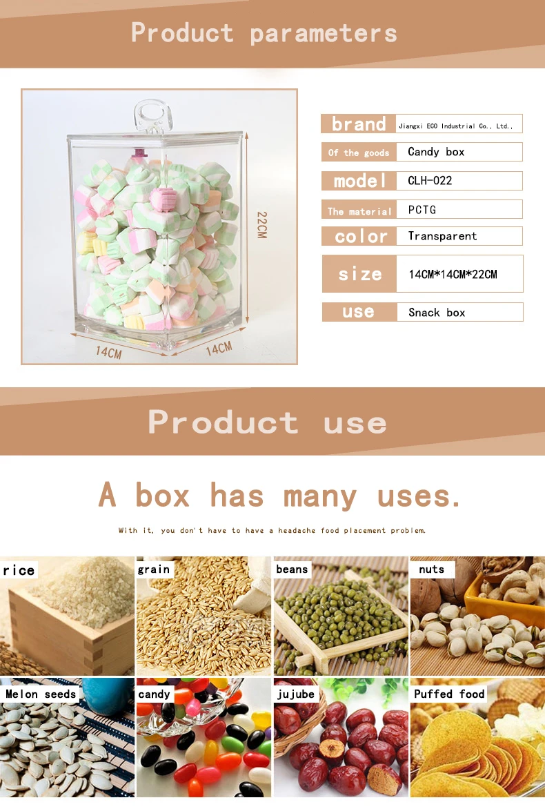 Ecobox New Arrival Recycled Plastic Food Grade Airtight Candy Container