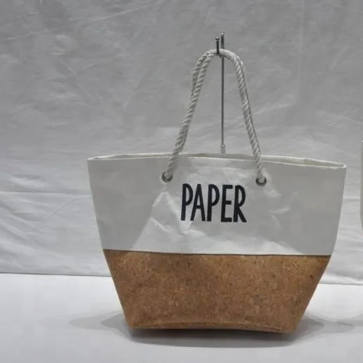

Natural cork wood material shopping bag new design gold cork tote bag, Wooden color