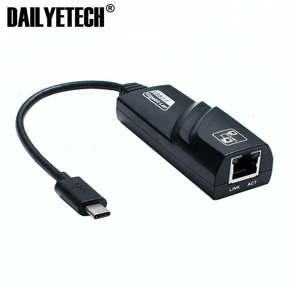 

USB 3.1 Type C Port to 10/100/1000 Gigabit RJ45 Ethernet LAN Network Adapter 1000Mbps Black from dailyetech