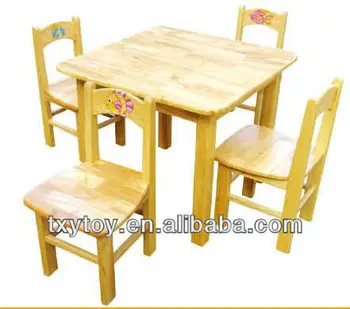 Newest Rubber Wooden Square Desks Chairs For Four Kids Lt 2146k