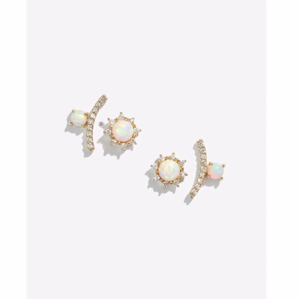 Gold plated 925 sterling silver plated factory drop shipping top quality chic trendy design simple opal stud earring