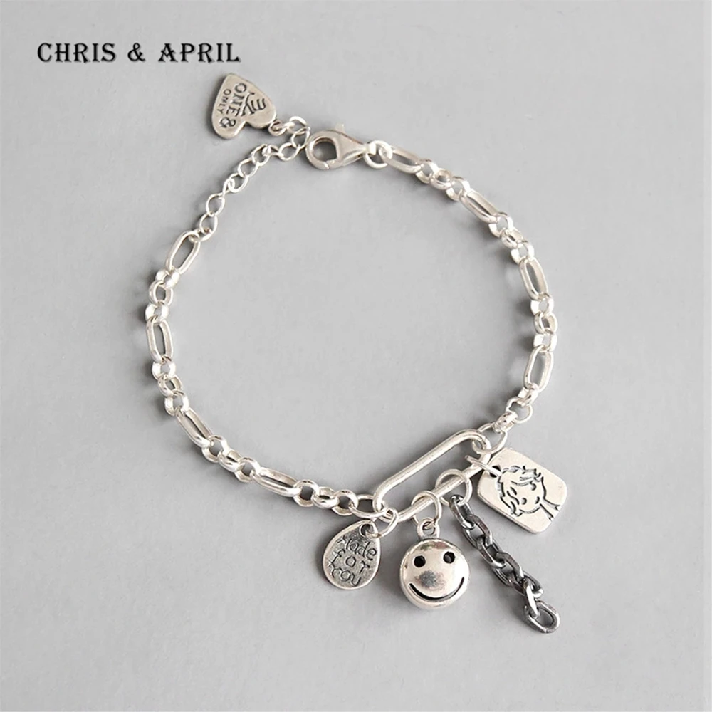 

925 sterling silver retro coin pendant bracelets for ladies