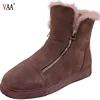 AN-CF-015 Two Zippers Genuine Leather Antiskid Rubber Sole Unique Design Winter Snow Men Boots