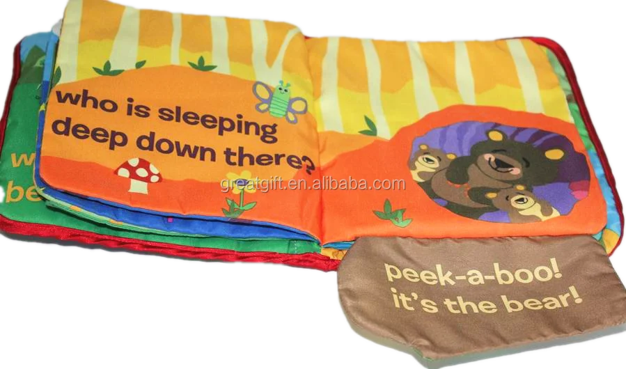 
english book Educational Soft baby cloth photo book Fabric Lamaze kids cloth books 