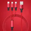 Custom Logo 3 in 1 Multi Nylon Braided Charger Cable Type C Mobile Phone Fast Charging USB Multiple Connector For iphone huawei