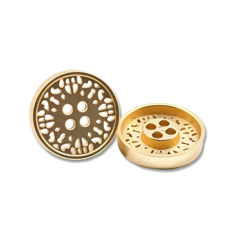 

New fashion high quality plating color custom 4 hole metal button, Customerized