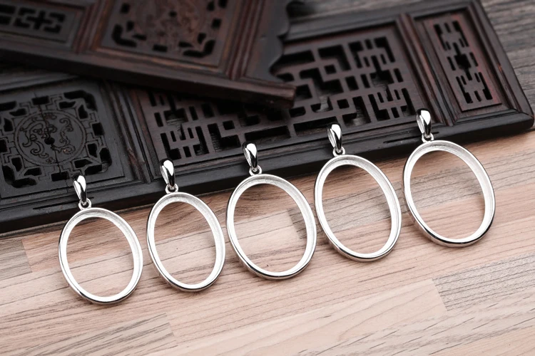 100 Sterlingsilverpendant Blank With Oval Cabochon Base For Man
