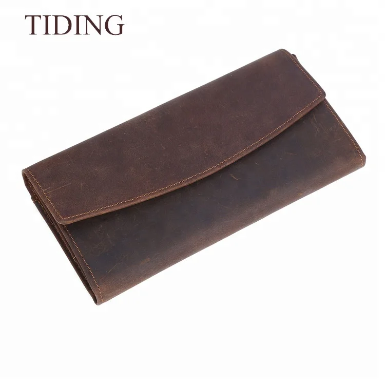 Tiding High Quality Dark Brown Genuine Human Leather Wallet For Men