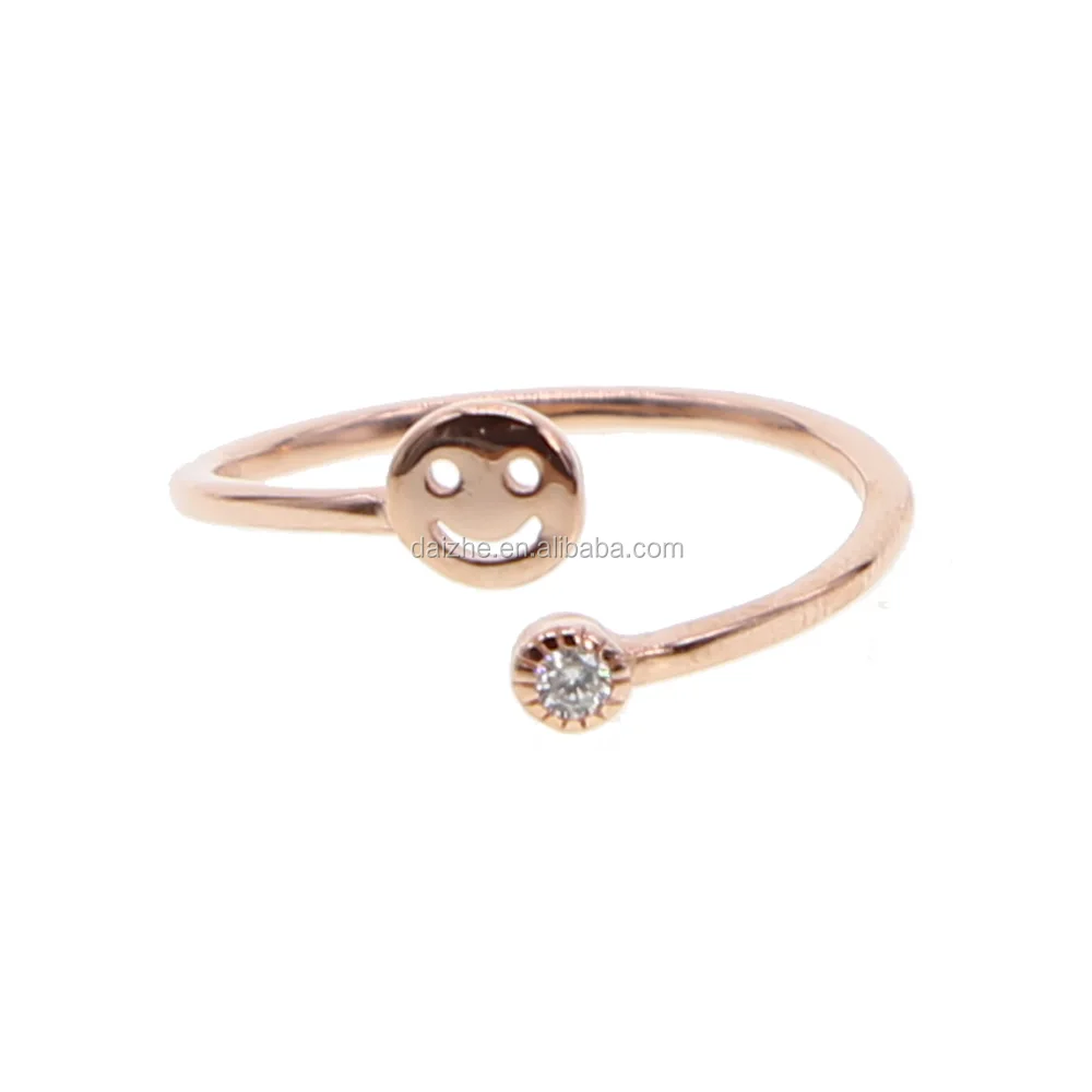 

2021 newest rose gold open face rings with cz paved wedding finger adjust size tiny 925 silver ring