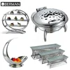 China hotel equipment food service chafer electric buffet server used food warmer tray silver chafing dish with fold-able stand