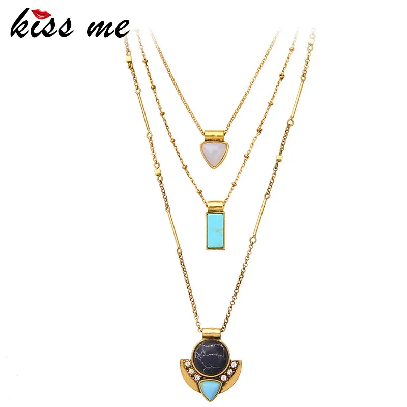 

xl02001 2018 America Hot Product, Black Stone Multi-layer Chains Necklace For Womens, As picture