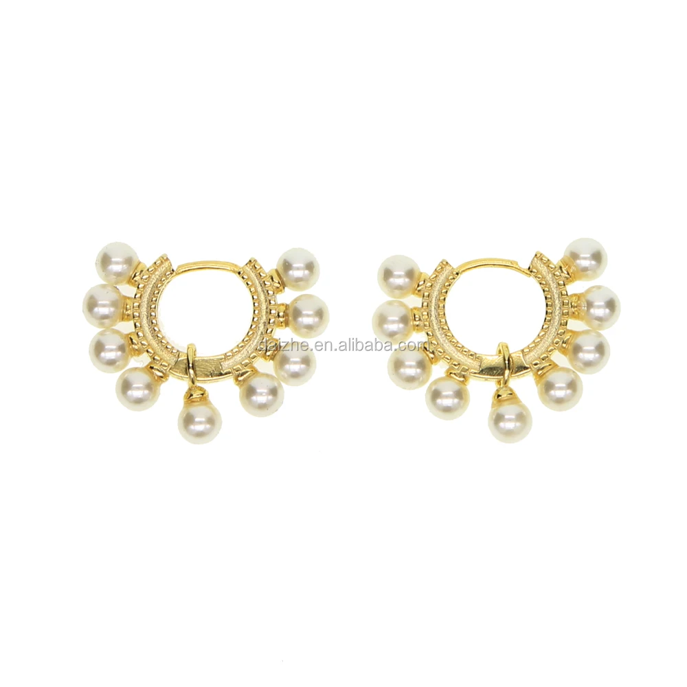 

fresh pearl women jewelry factory custom huggie hoops fashion 925 sterling silver pearl earring