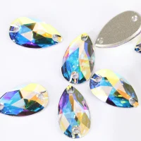 Wholesale High Quality 5A Flat Back Glass 10mm 16 Cut Round Crystal AB Sew on Rhinestones for Sewing on Clothes and Shoes