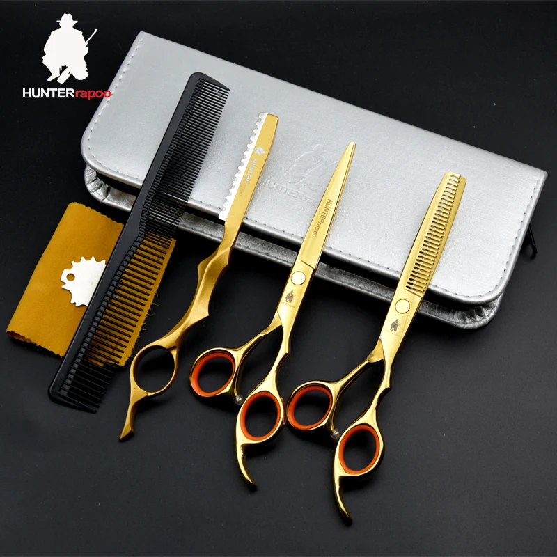 

HUNTERrapoo 6 inch Stainless Steel barber scissors kit hair cutting thinning shear for hairdressing salons