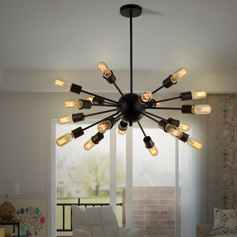 
Home Lighting Vintage Industrial Decorative Satellite Spider Sputnik Chandelier Pendant Light Iron Modern bedroom Lamp 