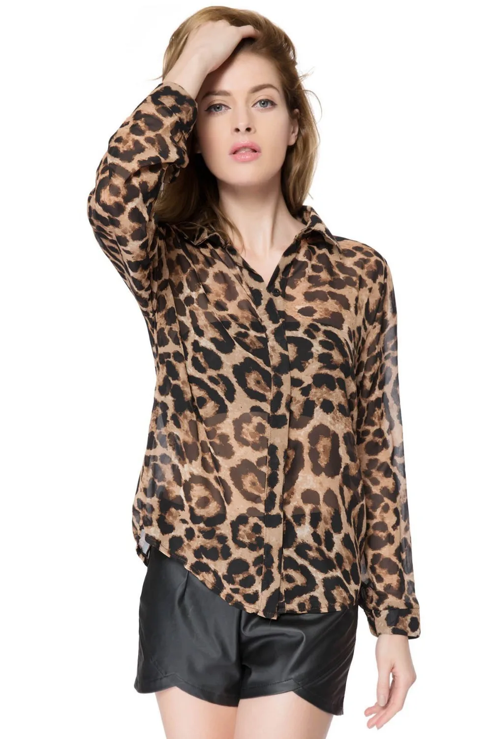 leopard print chiffon top