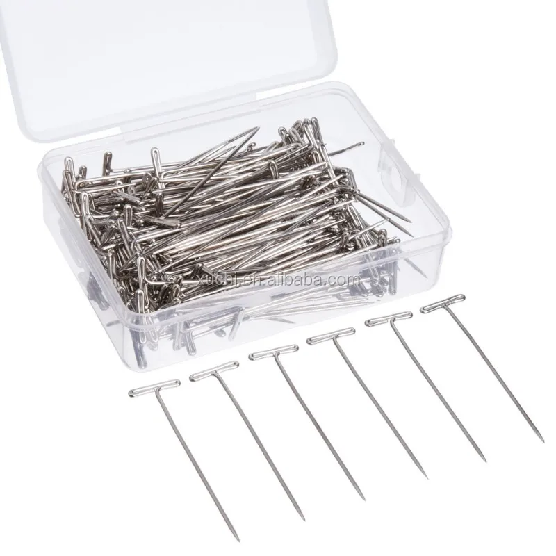 

100pcs T Pin  (51mm) for Wig Fix on Canvas Block Head Wig Toupee Making Tools Modelling, Postiing Memos DIY Tool, Silver